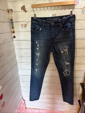 American Eagle High-Rise Jegging Jeans Size 10 Regular – Distressed Blue